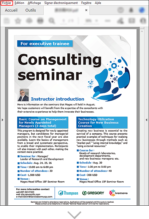 figure : écran Acrobat